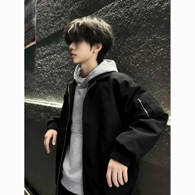 美式韩版廓形青春潮款翻领外套飞行轻奢帅气棒球服潮流薄款夹克男优惠商品图片