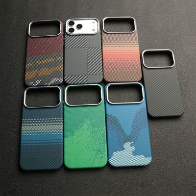适用iPhone手机壳磁吸凯夫拉纹碳纤维苹果17全包磨砂独立按键金属优惠商品图片