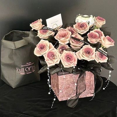 七夕节乌梅子酱永生玫瑰花束抱抱桶送闺蜜生日礼物男女朋友闺蜜