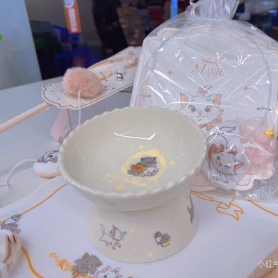 玛丽猫高脚饭碗斜口防黑宠物打翻喝水猫咪下巴口径保护颈椎微瑕优惠商品图片