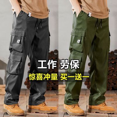 多口袋直筒工装裤男2026新款潮牌户外百搭宽松大码运动阔腿休闲裤