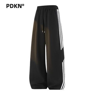 PDKN美式三条杠休闲运动卫裤男春秋新款宽松高街垂感直筒阔腿长裤【5天内发货】优惠商品图片