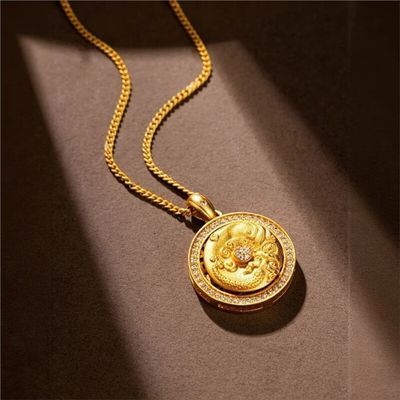 朱炳仁铜黄铜项链 朱炳仁铜【貔貅绕福项链】黄铜项链轻奢复古百