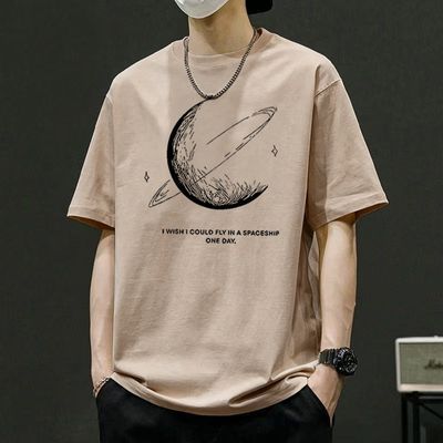 短袖男士t恤夏季2026新款潮牌字母印花青少年百搭休闲半袖上衣服