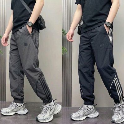 冰丝速干夏运动长裤子男宽松百搭大码休闲加肥工装男束脚2026潮牌