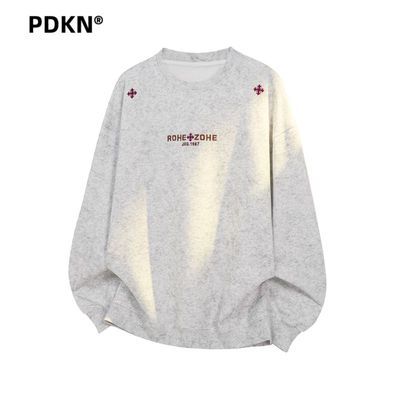 PDKN潮牌美式轻奢刺绣圆领卫衣男2026春秋新款青少年学生套头上衣【5天内发货】优惠商品图片