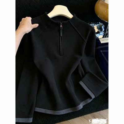 半拉链立领德绒打底衫女26秋冬新款撞色短款显瘦长袖内搭保暖上衣优惠商品图片