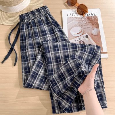 2026新款格子哈伦阔腿裤女夏季薄款高腰休闲裤宽松垂感显瘦裤子潮优惠商品图片