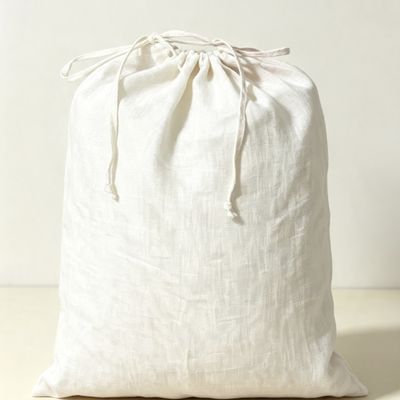 纯亚麻白色抽绳环保大物收纳袋防尘束口袋家用整理高端衣物床品