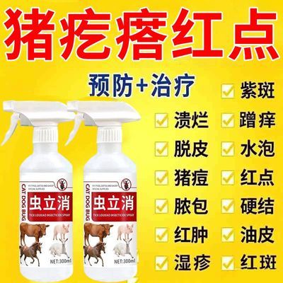 猪皮肤瘙痒皮肤感染止痒猪身上起红疙瘩痘痘猪皮肤病猪用猪长痘痘