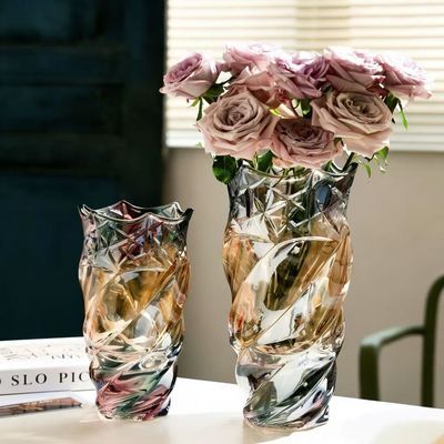 与花同行 |轻奢ins风网红花瓶摆件客厅插花轻奢水晶玻璃北欧玫瑰