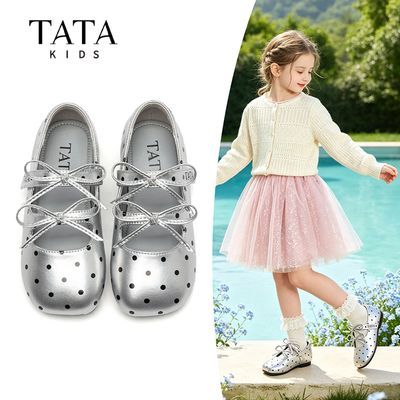 TATA/他她女童玛丽珍小皮鞋波点蝴蝶结公主鞋透气软底单鞋TT6Q67