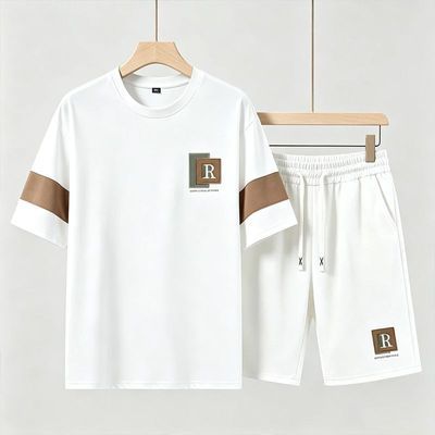 夏季新款潮男士运动休闲短袖短裤两件套宽松百搭时尚套装青少年男