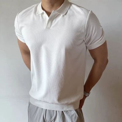 美式海鸥领POLO衫短袖男运动休闲时尚T恤纯色百搭简约青年修身优惠商品图片