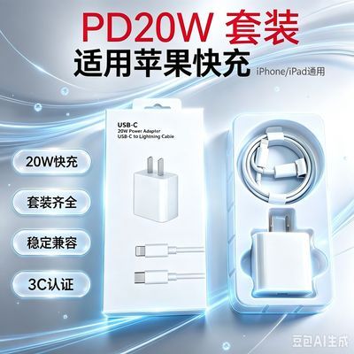 3C认证PD20W适用苹果16-17快充头iPhone15/14/13/12Pro数据线
