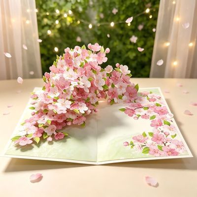新鲜樱花3D跨境立体贺卡高颜值加厚贺卡留言祝福卡优惠商品图片