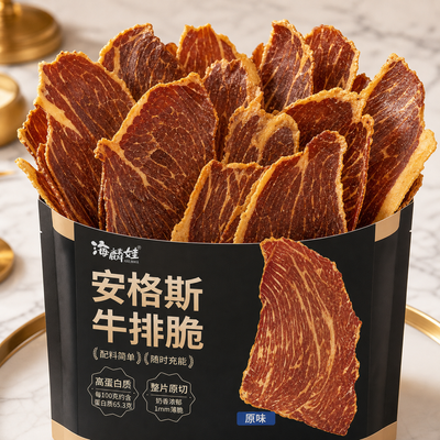 【越嚼越香】澳洲安格斯牛排脆即食风干牛肉干薄脆鲜香解馋零食品优惠商品图片