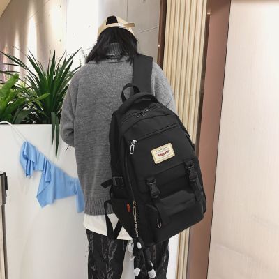 ins新款潮流书包男女大学生韩版百搭大容量背包中学生港风双肩包优惠商品图片