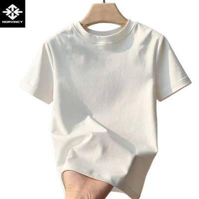 诺凡希纯棉短袖男夏季2026新款男装吸汗透气圆领上衣宽松运动T恤优惠商品图片