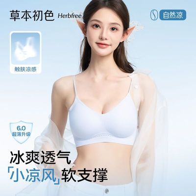 (2件装明星款)草本初色内衣女新款小胸聚拢超薄无痕细肩带文胸罩