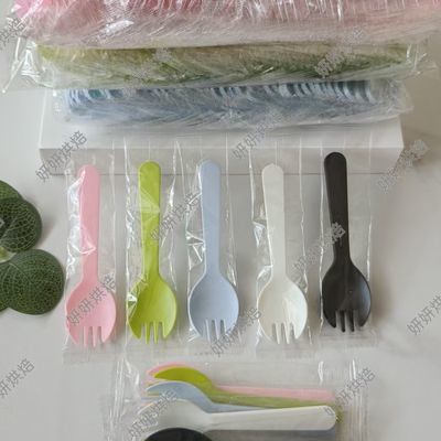 独立包装一次性加厚磨砂勺叉冰淇淋蛋糕甜品勺水果捞叉小勺批发