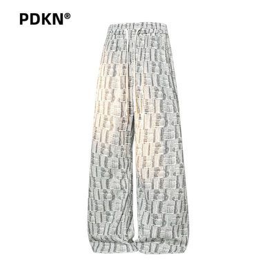 PDKN潮牌美式格纹肌理感休闲裤男2026春秋新款青少年宽松直筒长裤优惠商品图片