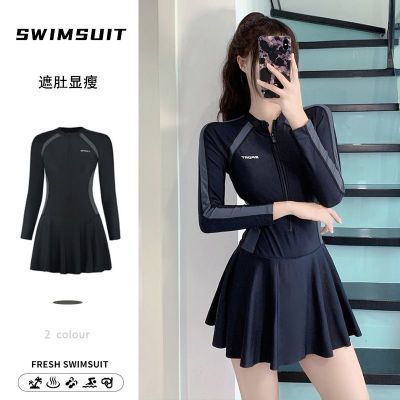 长袖连体游泳衣女保守显瘦遮肚学生训练潜水服2026新款泳衣带胸垫优惠商品图片
