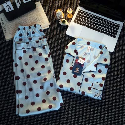 冰雪丝圈圈棕点爆款睡衣女春秋薄款长袖长裤可爱少女家居服套装女优惠商品图片