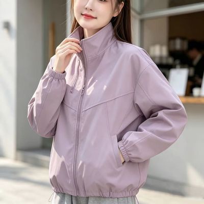 多色可选立领外套女 宽松短款防风夹克春秋通勤百搭休闲上衣洋气优惠商品图片