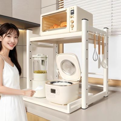 厨房微波炉置物架多功能放电饭煲烤箱专用台面电器抽拉式收纳架子优惠商品图片