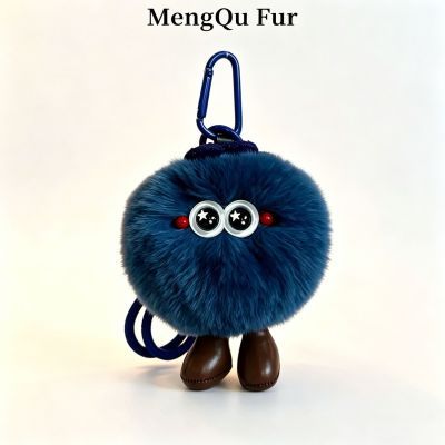 【莓有烦恼小蓝莓】真獭兔毛皮草包包挂件 汽车钥匙扣 手感超软糯