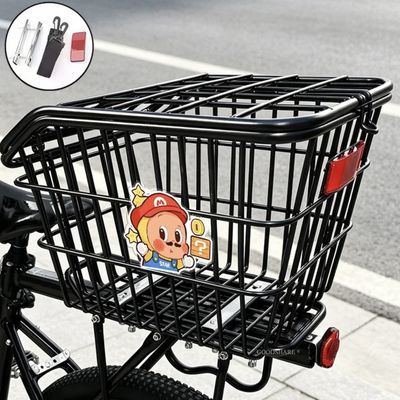 学生专用自行车后置车筐新款后座架大容量山地公路车后尾金属篮子优惠商品图片