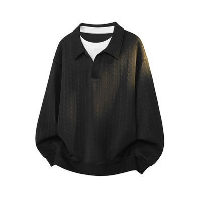 PDKN潮牌美式高街复古撞色翻领假两件卫衣男2026春秋新款长袖上衣【5天内发货】优惠商品图片