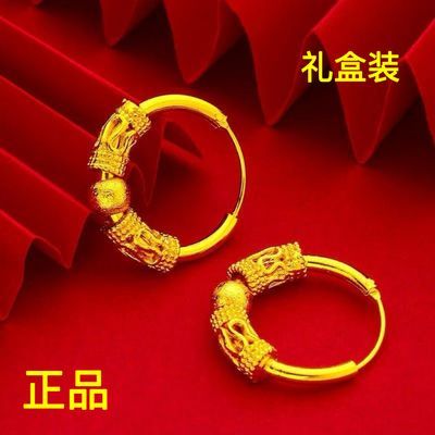 正品幸运光砂圆珠女士耳环时尚气质百搭耳饰送女友妈妈生日礼物优惠商品图片