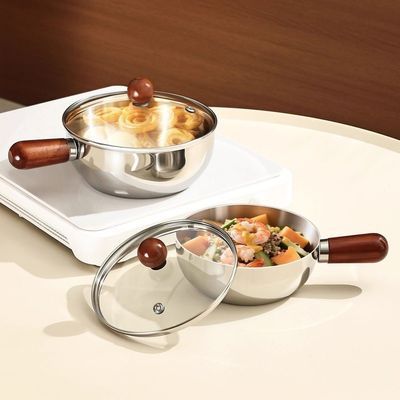 【18CM特大号】韩式特厚不锈钢大容量泡面锅实木手柄牛奶锅优惠商品图片