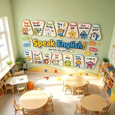 地图英语角教室布置培训机构托管班级文化墙面装饰贴画幼儿园环创优惠商品图片