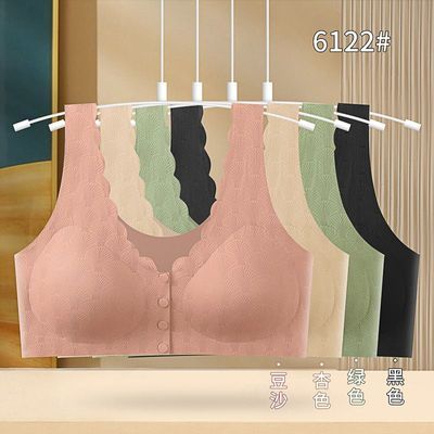 妈妈前开扣文胸中老年聚拢防下垂舒适无钢圈收副乳无痕背心式内衣优惠商品图片