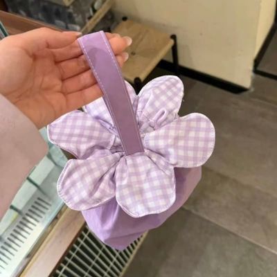 清新格纹花朵手提包ins风百搭手拎斜挎两用小包优惠商品图片