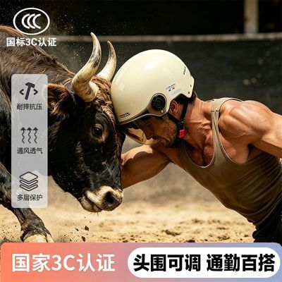 盾恩凯3C国标认证电动车盔轻便男女四季双镜片防晒透气百搭可调节