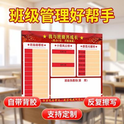 我与班级共成长优秀评比班级评比栏开学教室布置可定制可擦写墙贴优惠商品图片