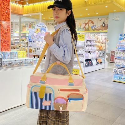 粉色多巴胺旅行包短途旅行包学生手提轻便单肩斜跨优惠商品图片