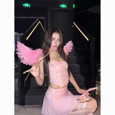 爱神丘比特 万圣节粉色小天使羽毛翅膀套装cos服装扮拍照道具头饰