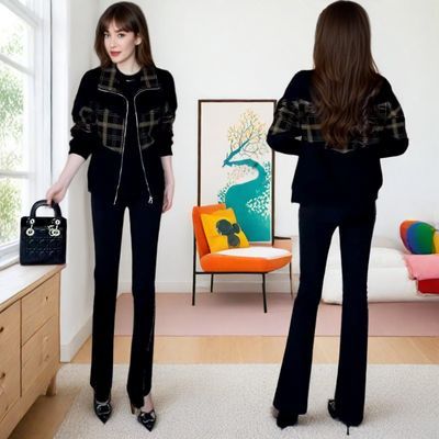 爆款格子外套女秋冬新款加绒百搭时尚短款显瘦休闲减龄小个子上衣
