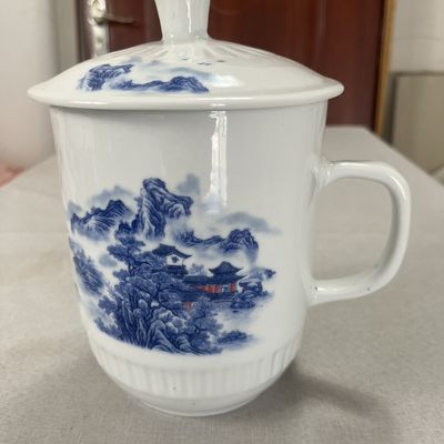 1600毫升霸王杯陶瓷景德镇带盖茶杯家用大容量陶瓷杯子办公大茶杯