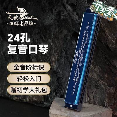 【天鹅】口琴初学者学生24孔28孔复音重音C调儿童成人入门自学乐器