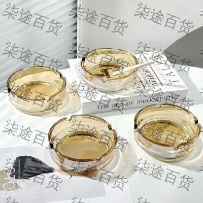 圆形烟灰缸创意家用餐厅酒吧时尚客厅简约烟缸透明玻璃酒店烟盅