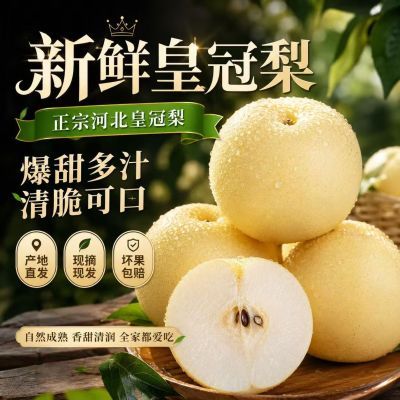 【头茬新果】正宗河北新鲜皇冠梨鲜甜多汁清脆可口自然熟现货包邮优惠商品图片