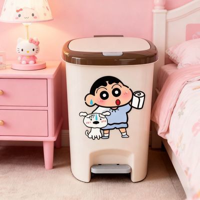 批发价卡通可爱家用双开带盖垃圾桶脚踩厨房大容量卧室客厅卫生间