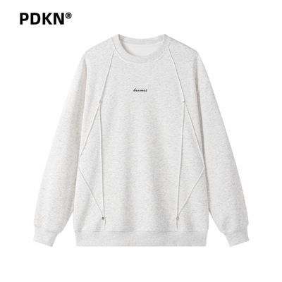 PDKN 美式结构款铆钉装饰圆领卫衣男2026春秋新款打底长袖T恤上衣【5天内发货】优惠商品图片