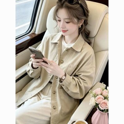 翻领纯棉工装衬衫外套女2026秋季新款百搭宽松显瘦夹克小个子上衣